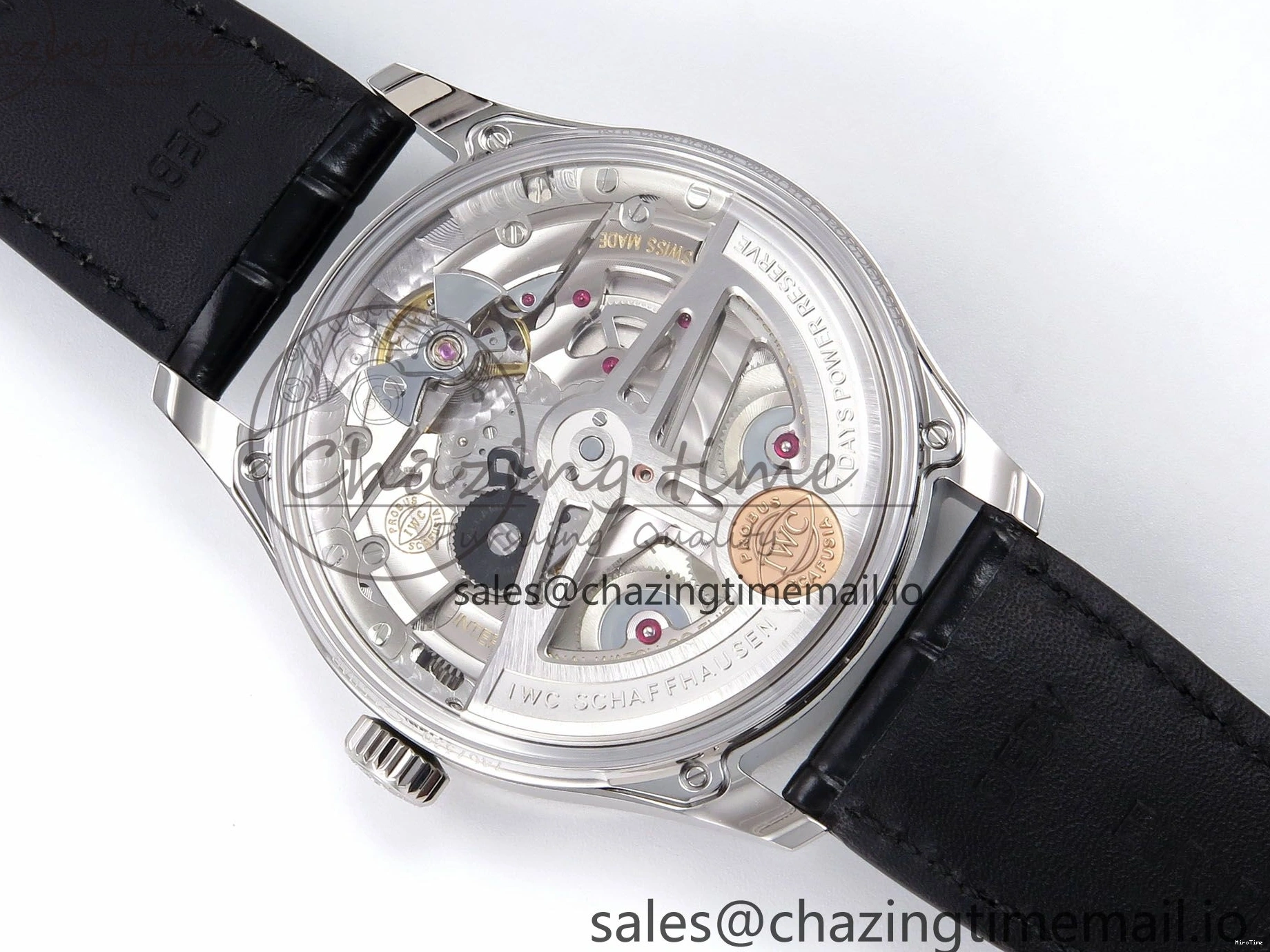 MIROTIME 0302 OnTrend Portugieser Automatic 42mm SS APSF 1:1 Best Edition White RG Dial on Black Leather Strap A 7010